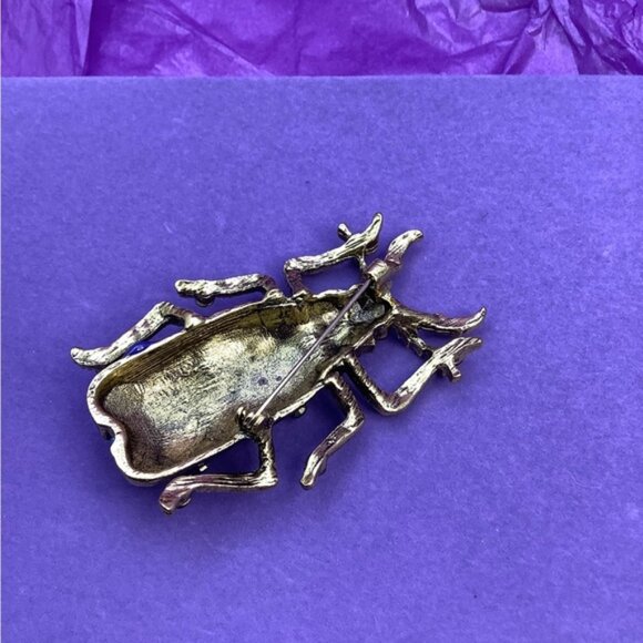 Royal Blue  Beetle Brooch with Gem Accents - Picture 3 of 3